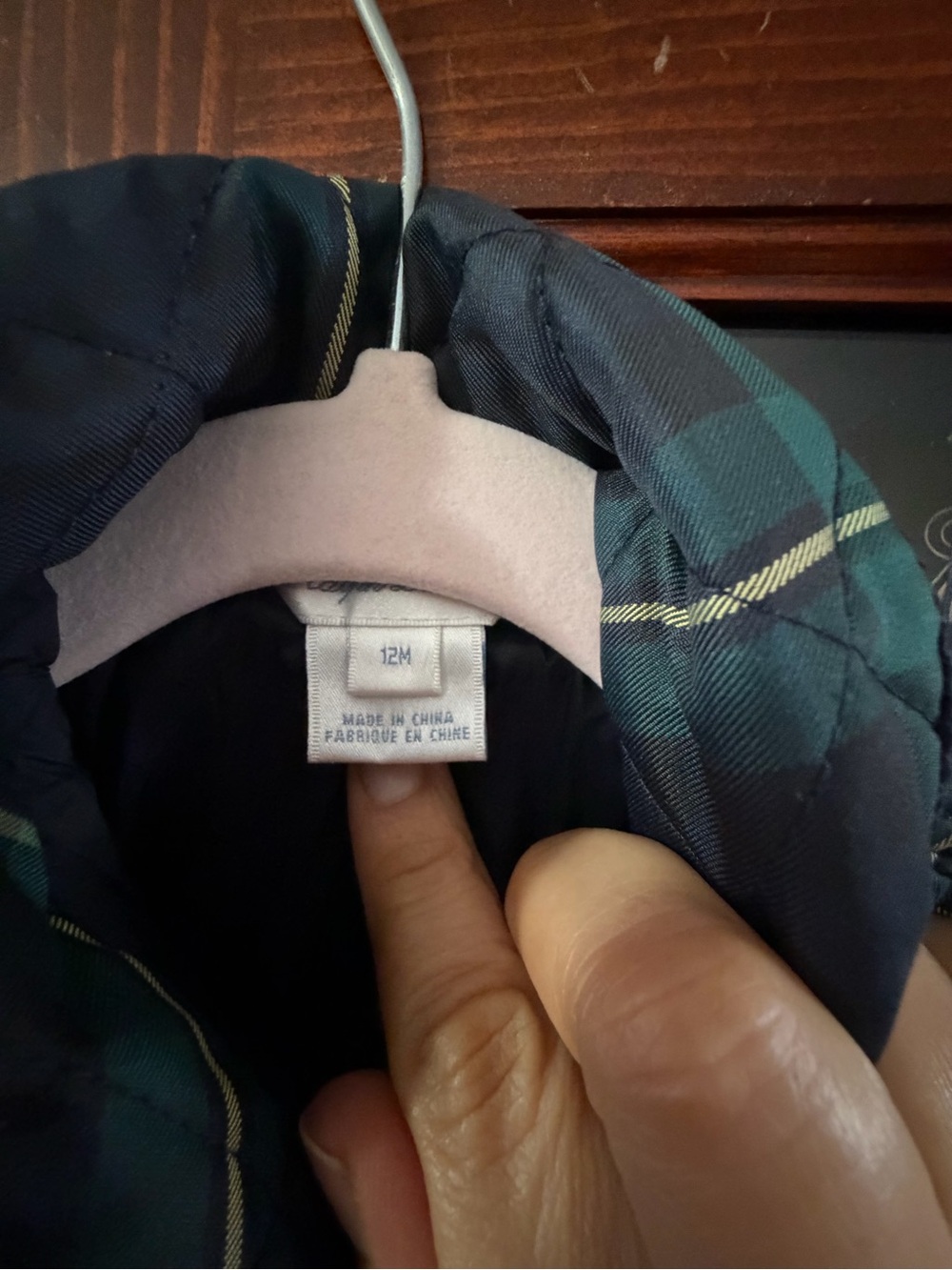Ralph Lauren Quilted Plaid Infant Jacket - Green/Blue Size 12 Months - Picture 7 of 12